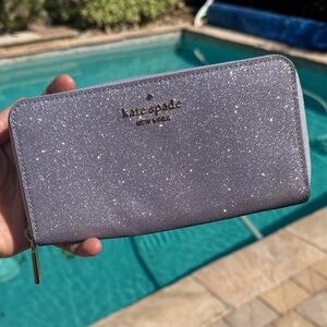 Kate Spade Shimmering Silver Zip Wallet